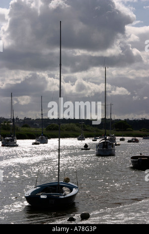 UK Devon Topsham River Exe Boats late afternoon Stock Photo