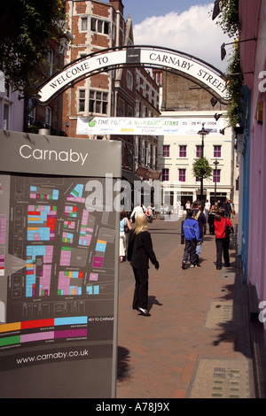 UK London Soho Carnaby Street map and welcome arch Stock Photo