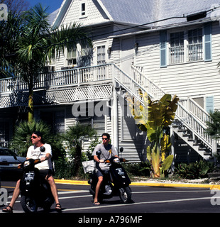 Colonial House Key West Florida colonial wooden wood timber house old town scooter Stock Photo