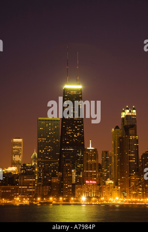 CHICAGO Illinois Downtown city skyline viewed from North Avenue Beach Hancock building and other highrises Stock Photo