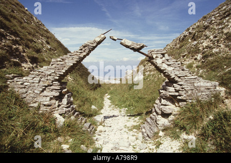 Broken Bridge sculpture at Tout Quarry Sculpture Park Portland Isle of Purbeck Dorset England Stock Photo