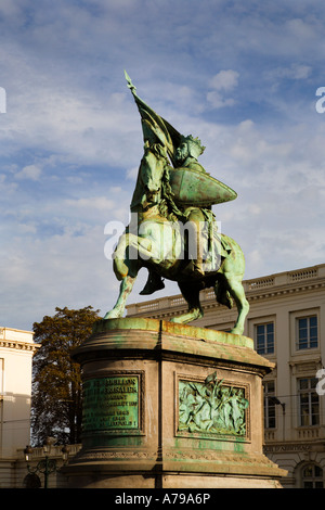 Statue of Godefroi of Bouillon in Place Royale Brussels Stock Photo