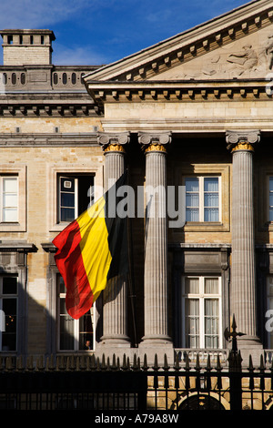 The Belgian National Flag flying at the Palais de la Nation Brussels Belgium Stock Photo