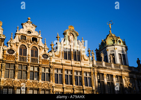 Flemish Gables and the Octagonal Dome over La Maison des Boulangers in The Grand Place Brussels Belgium Stock Photo