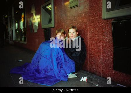 homeless down and out couple beg for handouts in Las Vegas Stock Photo ...