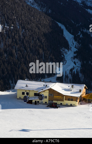Gampen restaurant on the slopes of the mountain, ski resort of St. Anton am Arlberg, Tirol, Austria Stock Photo