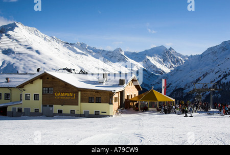 Gampen restaurant on the slopes, ski resort of St. Anton am Arlberg, Tirol, Austria Stock Photo