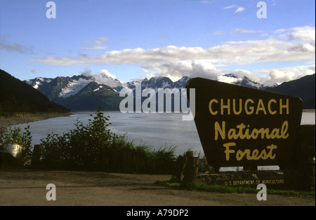Chugach National Forest sign Alaska USA Stock Photo