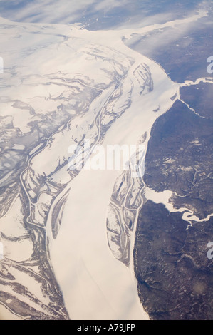 The frozen tundra in eastern Siberia, Russia from the air Stock Photo