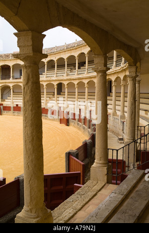 dh Bullring RONDA SPAIN Spectators balcony gallery inside bullfighting arena verandas bull ring Stock Photo