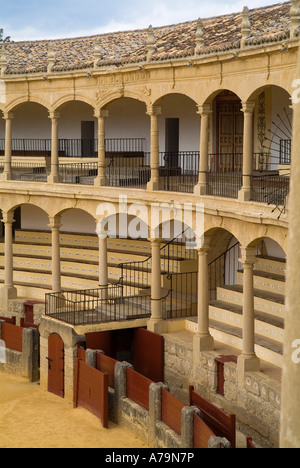 dh Bullring RONDA SPAIN Balcony spectators gallery inside bullfighting arena Stock Photo