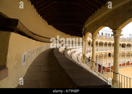 dh Bullring RONDA SPAIN Balcony gallery bench seats inside bullfighting arena Stock Photo