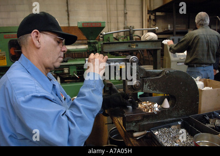 Workers at GAL Elevator Company in the NYC borough of the Bronx Stock Photo