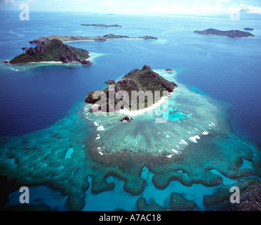 Aerial view Mamanuca Island Group Fiji Stock Photo