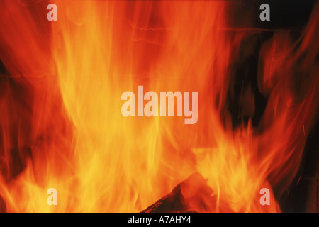 Fire in fireplace Stock Photo