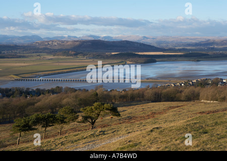 Looking from Arnside Knott towards Cumbria across Morecambe Bay and Kent Estuary Stock Photo