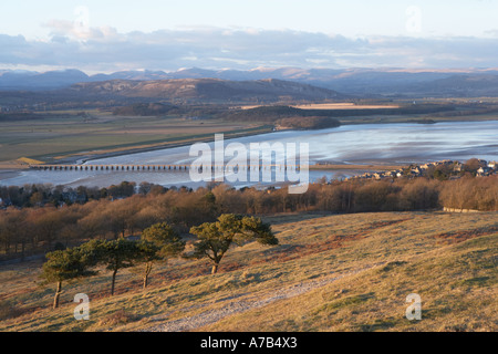 Looking from Arnside Knott towards Cumbria across Morecambe Bay and Kent Estuary Stock Photo