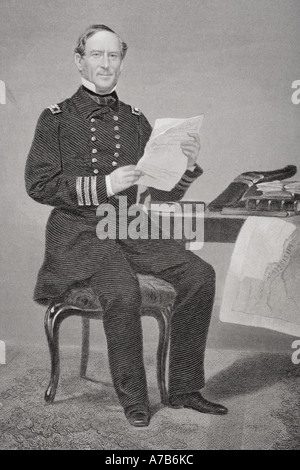 David Glascoe Farragut or David Glasgow Farragut, 1801 - 1870. American admiral on the Union side during the American Civil War. Stock Photo