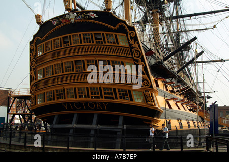 HMS Victory historic warship of the Royal Navy Portsmouth UK HMS Victory is the worlds oldest commissioned warship Stock Photo