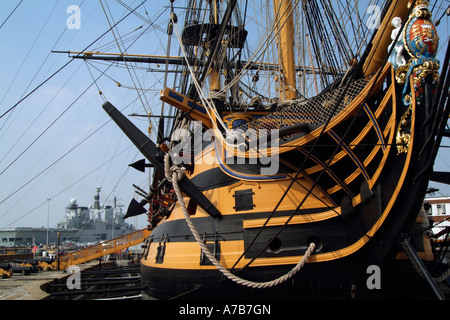 HMS Victory historic warship of the Royal Navy Portsmouth UK HMS Victory is the worlds oldest commissioned warship Stock Photo