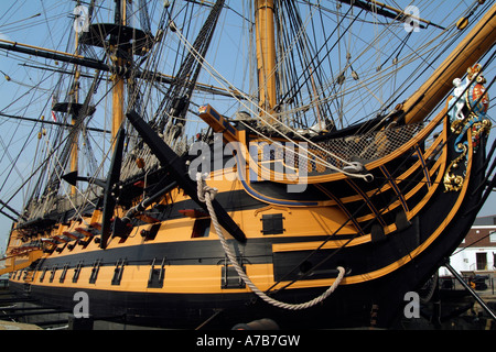 HMS Victory historic warship of the Royal Navy Portsmouth UK HMS Victory is the worlds oldest commissioned warship Stock Photo