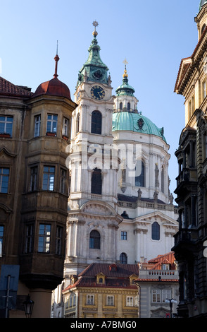 18th century wonder of St. Nicholas's Church, Prague, Czech Republic Stock Photo