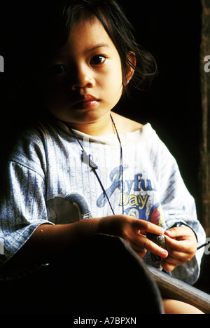 iban girl in menyang sedi longhouse, sarawak, malaysia Stock Photo