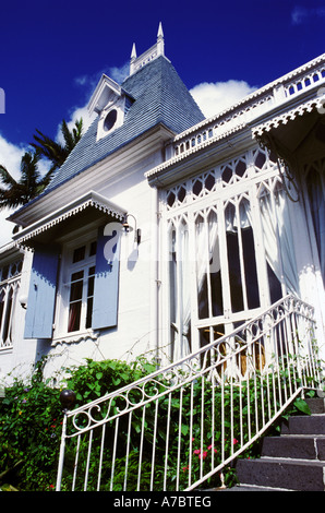 creole townhouse frontage, curepipe, mauritius Stock Photo