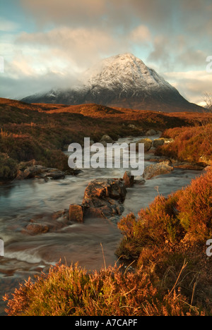 Buachaille Etive Mor at dawn Rannoch Moor Glen Coe Highlands Scotland Stock Photo