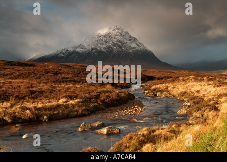 Buachaille Etive Mor at dawn Rannoch Moor Glen Coe Highlands Scotland Stock Photo