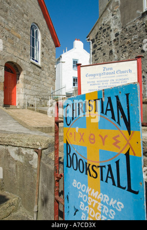 Christian Bookstall sign at Zion Congregational chapel St Ives Cornwall England UK Stock Photo