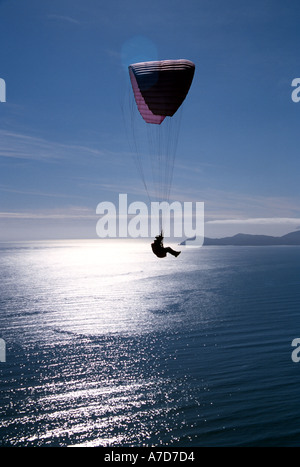 Paraglider over Kapiti Coast Lower North Island New Zealand Stock Photo