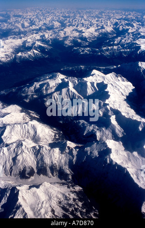 Aerial view of snow covered mountains in northeastern Iran Stock Photo ...