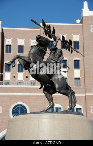 Mascot Statue of Unconquered Seminole Indian on Horse Florida State University Campus Tallahassee Florida FL Seminoles Stock Photo