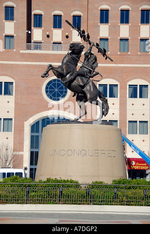 Mascot Statue of Unconquered Seminole Indian on Horse Florida State University Campus Tallahassee Florida FL Seminoles Stock Photo