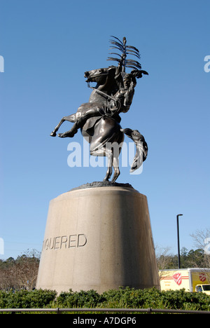 Mascot Statue of Unconquered Seminole Indian on Horse Florida State University Campus Tallahassee Florida FL Seminoles Stock Photo