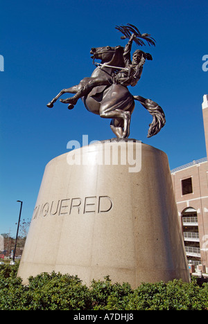 Mascot Statue of Unconquered Seminole Indian on Horse Florida State University Campus Tallahassee Florida FL Seminoles Stock Photo