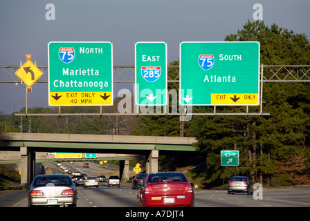 Atlanta Georgia traffic pattern on I 75 Stock Photo