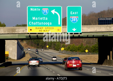 Atlanta Georgia traffic pattern on I 75 Stock Photo