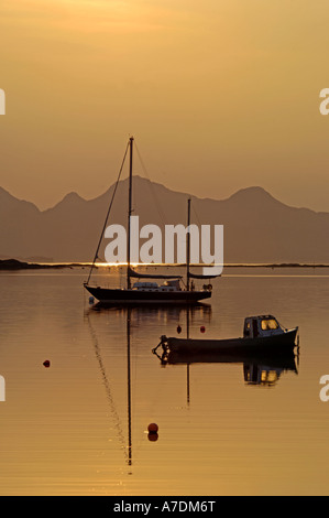 Isles of Rum Sunset in the Inner Hebrides Inverness-shire Highland Region Scotland.