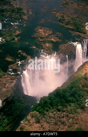 Victoria Falls, National Park, Zambezi River, border Zambia and Zimbabwe, Zimbabwe side, Zimbabwe, Africa Stock Photo