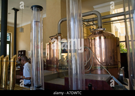 Waiter working at a brewpub on Plaza Vieja in Havana, Cuba. Stock Photo