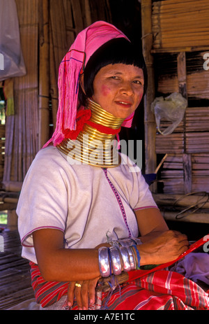 Giraffe women wearing brass rings on their necks in the Long Necked Karen  village in Chiang Rai..., Stock Photo, Picture And Rights Managed Image.  Pic. Z8Z-2541689 | agefotostock