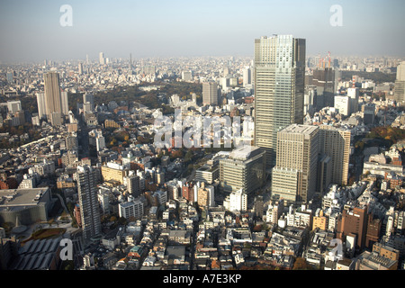 High level oblique aerial panorama north west from Tokyo City View in Roppongi Hills Mori Tower Japan Asia Stock Photo