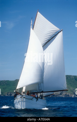 The French navy owned gaff yawl Mutin a former tuna fishing boat  Stock Photo