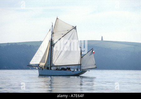 The French navy owned gaff yawl Mutin a former tuna fishing boat  Stock Photo