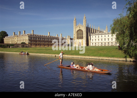 Punting up the River Cam in front of King s College Cambridge East Anglia Cambridgeshire England UK Stock Photo