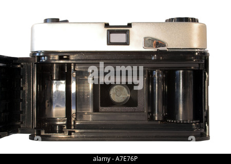 Rear view of vintage film camera shutter Stock Photo