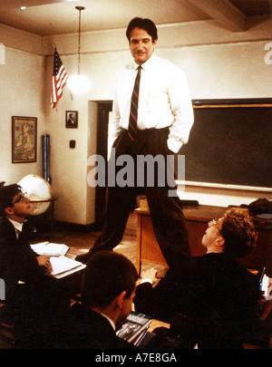 DEAD POET'S SOCIETY Robin Williams in the 1989 Warner film Stock Photo