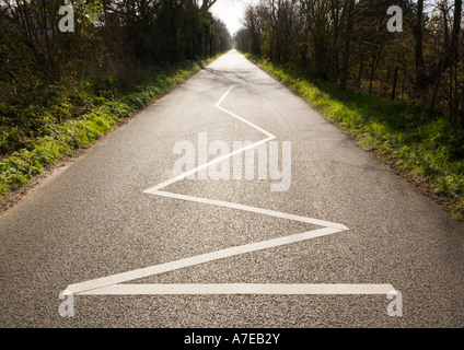 Roadmarking in backlight Stock Photo